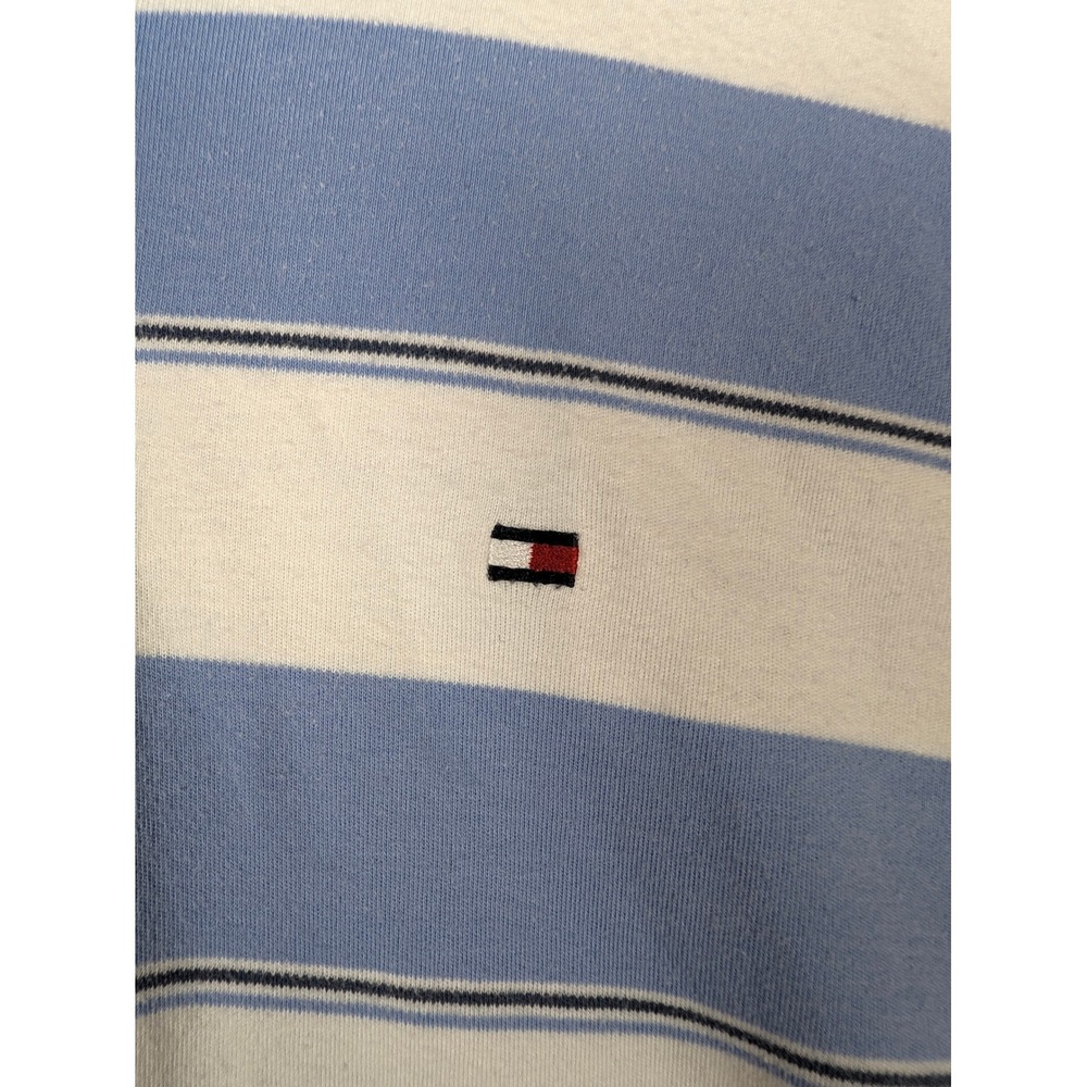 Tommy Hilfiger Mens XL Blue White Striped Short Sleeve Cotton Polo Shirt 680494 - Picture 3 of 8